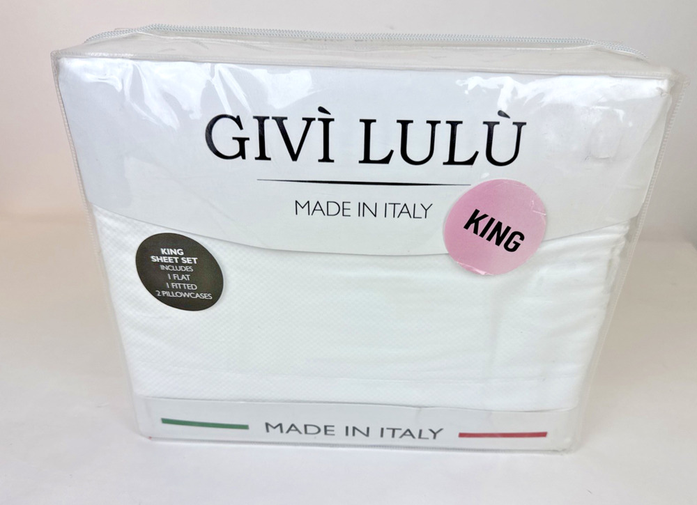 Givi lulu KING Size Sheet Set Italian Bed Linen 100% Cotton Sateen NEW 300 count